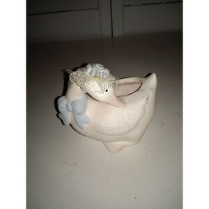 Vintage Duck With Blue Bow Planter Country Duck Planter